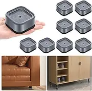 shouwuhho 8 Pack Furniture Risers Adjustable Bed Risers Heavy Duty Lifts Height 1", Square Stackable Bed Risers 1, 2 or 3 Inch for Desk Leg Table Couch Sofa Chair Bed Frame Legs Dorm, Gray