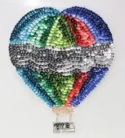 Blue, Silver, Red, Green Hot Air Balloon Sequin Applique Shinny