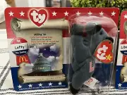 RARE & ORIGINAL TY Beanie Babies American Trio set-Righty, Lefty & Libearty-1996
