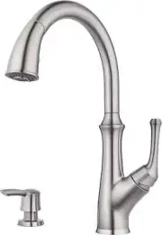 Pfister Tamera Kitchen Faucet, Pull Down Sprayer and Soap Dispenser, Stainless