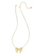 Kendra Scott Krista Cubic Zirconia & Cultured Freshwater Pearl Bow Adjustable Pendant Necklace in Gold Tone, 19