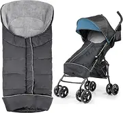 Winter Foot Muff Baby Foot Muff for Pushchairs Buggies Padded Foot Muff Winter Foot Muff Zip Washable for Baby Seat, Pram & Buggy (Black-Grey-02)