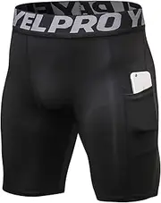 SPVISE 1 or 3 Pack Men's 3/4 Compression Pants Athletic Gym Leggings Running Tights Dry Fit Workout Base Layer Bottoms Pocket