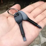 2pcs Mini Pocket Screwdriver Set with Keychain Outdoor Tool Kit Stainless SO;;^