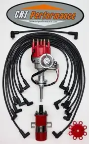 CHRYSLER 413-426-440 Red SMALL Cap HEI Distributor + 45K ROUND COIL + USA Wires
