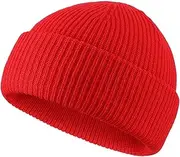[CUBETA] Wool Knit Short Cuff Fisherman's Hat, Men's Women's Winter Warm Hat Black