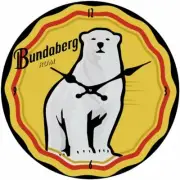 BUNDABERG RUM GLASS TOUGHENED METAL LOOK CLOCK METAL SIGN PERFECT BAR MAN CAVE
