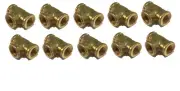 10 PACK BRASS FORGED REDUCING TEE FITTING 1/4 X 1/4 X 3/8 FNPT FEMALE NPT
