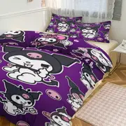 Bed Sheets g49 Kuromi Print Bedding Set Pattern Duvet Cove Set 3 Pieces 1 Quilt Cover And 2 Pillowcases for Women Men Teens tq49 Bed Sheets