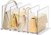 Adjustable Shelf Dividers, Clear Handbag Organiser, Acrylic Organiser Shelves Dividers, Handbag Storage Organiser for Bedroom, Office,5 LAYER
