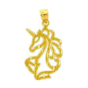 14K Gold Cut-Out Unicorn Pendant