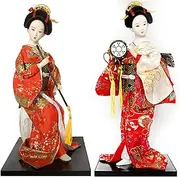 A Set of 2 Japanese Geisha Kimono Doll -Geisha Doll- 12 Inch, Asian Kimono Doll Collectible Figurine Decoration Gift,#020,30cm/4197 (Color : #27, Size : 30cm)