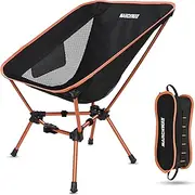 MARCHWAY Lightweight Folding Camping Chair, Stable Portable Compact for Outdoor Camp, Travel, Beach, Picnic, Festival, Hiking, Backpacking, Supports 330Lbs (Orange)