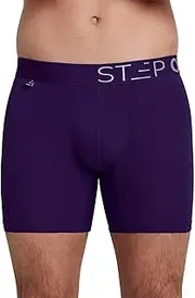 [STEP ONE] Mens Boxers Shorts, 1 Pair, Anti Chafing Underwear for Men, Moisture-Wicking Boxer Shorts with 3D Pouch. Fabric Made from Organic Bamboo Purple 2XL