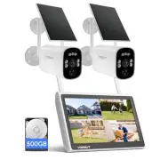 [New] VORGUT Outdoor Security Camera Solar 2-Piece Set with Monitor Surveillance