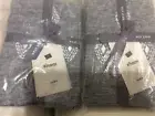 West Elm Two (2) European Flax Linen Ladder Stripe Embroidery Shams Slate Gray