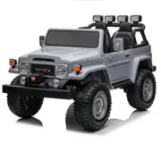 24V Licensed Toyota Land Cruiser FJ40 4WD Ride on Car SUV For Kids With Paretal Remote - Grey - POSHO