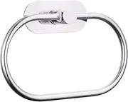 Eolax Towel Bar/Bath Towel Ring, Self Adhesive Hand Towel Ring for Bathroom, Stainless Steel Sticky Hand Towel Holder, No Drilling Modern Round Towel Hanger Wall Mounted (Chrome)