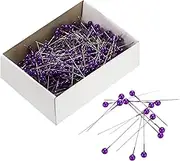 uxcell Sewing Pins 800pcs Round Pearl Head Dressmaking Corsage Pins Straight Pins for Wedding Sewing Decoration DIY Craft, Purple