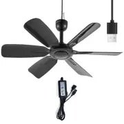 17.7" Inch Small Portable Ceiling Fan with Speed Timer switch, USB Plug In, 5...