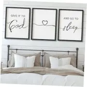 Set of 3 Framed Farmhouse Give it to God and Go to Sleep 11x14 inches Black