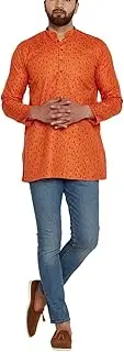 [Sojanya] Men's Cotton Linen Printed Short Kurta