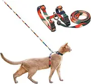 Pidan Cat Harness and Leash Set, XL Size for Large Cats, Escape Proof - Adjustable Kitten Small Lightweight Soft Walking Travel Petsafe (Multicolor-XL Size)