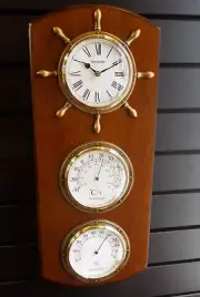 WALL CLOCK BY RHYTHM - "STARBOARD" CLOCK, BAROMETER &HYGROMETER CFG902NR06