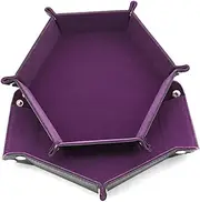 ibasenice Collapsible Dice Tray Hexagon Dice Tower Pu Leather Storage Box Mobile Phone Watch Key Storage