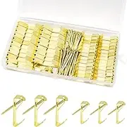 Picture Hangers WorthPlanet 100Pcs Picture Hanging Kit 30lb/50lb Picture Hooks with Nails Photo Frame Hooks for Hanging Picture, Mirror, Painting and Home Decoration W060009