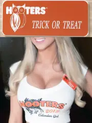 ~NEW LOGO~ HOOTERS NAME TAG Collectible Halloween Costume Pin Tag TRICK OR TREAT