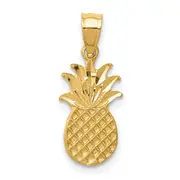 14K Yellow Gold Brushed & Diamond-Cut Pineapple Pendant