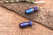 Outdoor Titanium CNC Torpedo Type Waterproof Pill Case Key Chain Container EDC