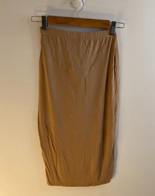 Boohoo Skirt Womens Size 8 Brown Elastic Waist PullOn Midi Comfy Stretch NWT