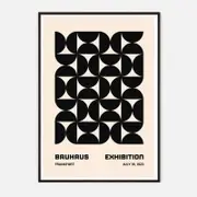 Galrie Bauhaus 1923 Exhibition Poster-Stunning Geometric Abstract Art Modern Print Decor, Black Frame, A3 30x 42cm (12 x 16inch)