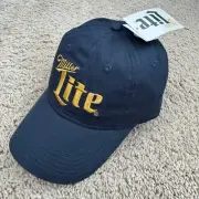 Miller Light Beer H3 Hat Navy Blue Gold Contrast Stitch Logo Adjustable Cap NWT