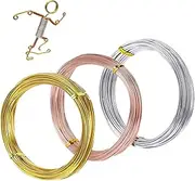 Cinvo 3 Rolls Craft Wire Jewelry Beading Wire Flexible Aluminum Wire Tarnish Resistant for DIY Jewelry Craft Making (12 Gauge/2mm Thick, Silver, Gold and Rose Gold)