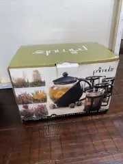 Tea Primula 40 Oz Glass Teapot Kit Four Mugs/Cups Four Flowering Teas NEW Kettle