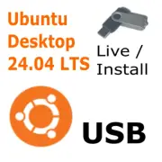 Ubuntu 24.04 LTS OS 64-Bit Bootable USB Live Install PC 16GB