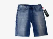 True Religion boys' Geno French Terry denim cut off Shorts size 14 nwt