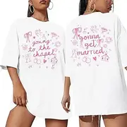 [LOTUCY] Going to The Chapel Shirt Bride to Be Tshirt Bride Engaged Tee Bachelorette Wedding Party Casual Short Sleeve Tops