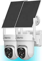 [SOVMIKU] 2CQ4 128GB 2K AI Wireless Solar Security Camera Outdoor Battery Operated Color Night Vision, Two-Way Audio, PIR Motion Detection,