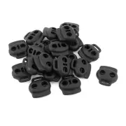 20 Pcs Dual Holes Spring Loaded Cord Lock Stopper Toggle Fastener Adjuster Black