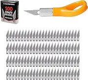 WA Portman Finger Tip Knife Set - Ergonomic Finger Blade Craft Knife Kit with 100#11 Replacement Blades - Precision Finger Knife with Craft Blades - Fingertip Blade & 100 Blades - Precision Knife Set