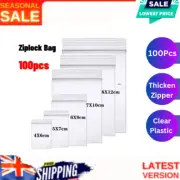 100 x Small Clear Plastic Bags Baggy Grip Self Seal Resealable Zip Lock UK STOCK