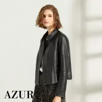 在飛比找momo購物網優惠-【AZUR】經典小羊皮時尚騎士短版皮衣