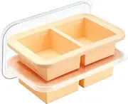Winrock Super Ice Cube Tray 2 Cup X 2 Portions Big Silicone Freezing Mold with Lid, for Soup&Meal, Prep Food Leftovers Freezer Storage Container, 2Pack