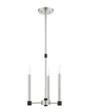 Livex Lighting 3-Light Brushed Nickel With Satin Brass Accents Chandelier