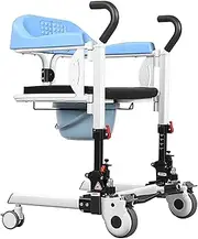 Medical Patient Lift Wheelchair for Home, Steel Transport Wheelchair Manual Lift w/180° Split Seat, Bedside Commode w/Bedpan Patient Aid for Nursing Paralyzed Elderly -290lbs Capacity Transport