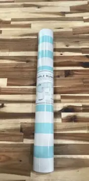 Hester & Cook Seafoam Teal Blue White Striped Paper Table Runner - 25' L x 20" W